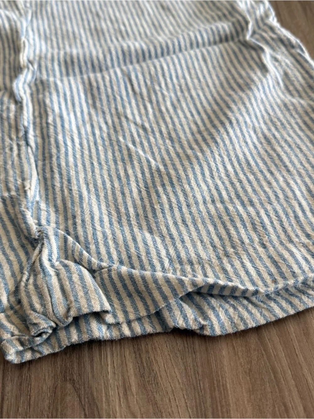 Mango Striped Wide-Leg Linen Blend Pants - Blue & White Size 6